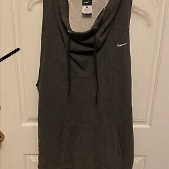 Nike Gray Athletic Cotton Sleeveless Hoodie - Picture 1 of 4
